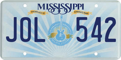 MS license plate JOL542