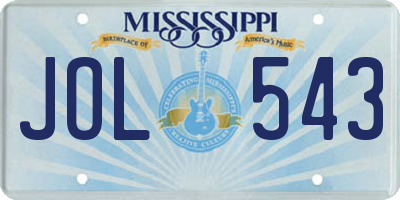 MS license plate JOL543