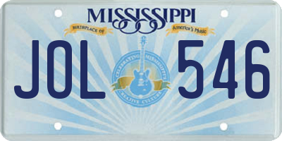MS license plate JOL546