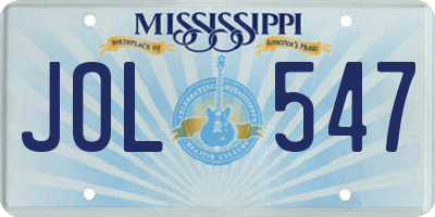 MS license plate JOL547