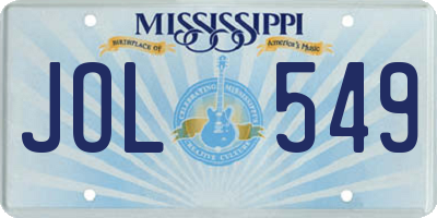 MS license plate JOL549