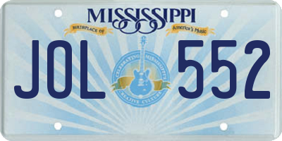 MS license plate JOL552