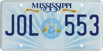 MS license plate JOL553