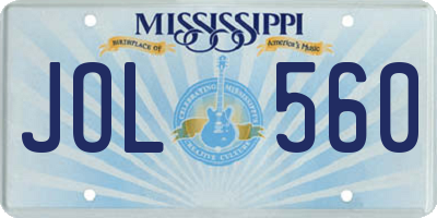 MS license plate JOL560