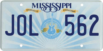 MS license plate JOL562