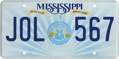 MS license plate JOL567