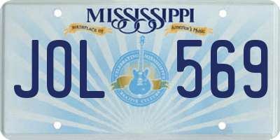 MS license plate JOL569