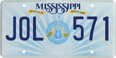 MS license plate JOL571