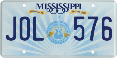 MS license plate JOL576