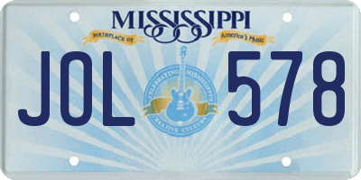 MS license plate JOL578