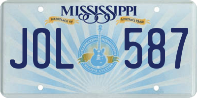 MS license plate JOL587