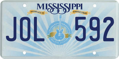 MS license plate JOL592