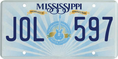 MS license plate JOL597