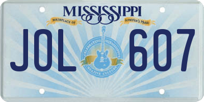MS license plate JOL607