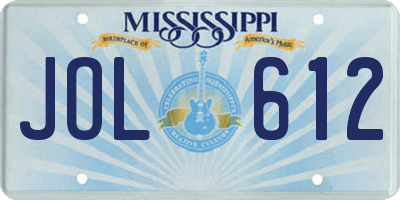 MS license plate JOL612