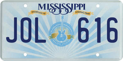 MS license plate JOL616