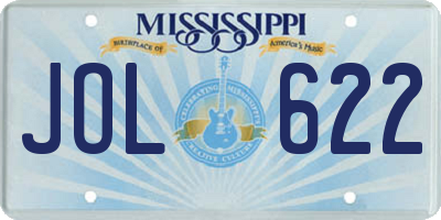 MS license plate JOL622