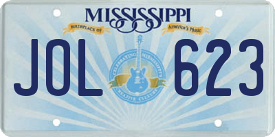 MS license plate JOL623