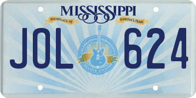 MS license plate JOL624