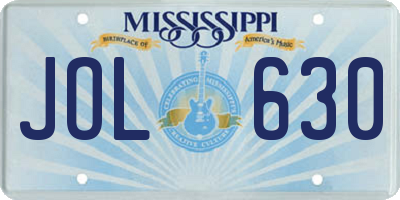 MS license plate JOL630