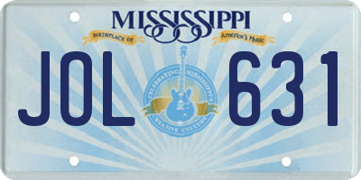 MS license plate JOL631