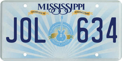 MS license plate JOL634