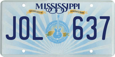 MS license plate JOL637