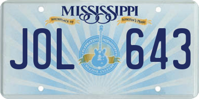 MS license plate JOL643