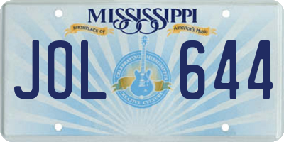 MS license plate JOL644