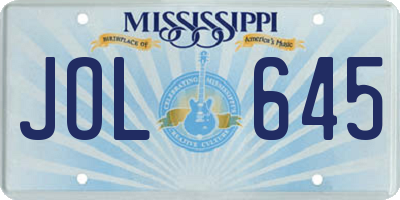 MS license plate JOL645