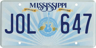 MS license plate JOL647