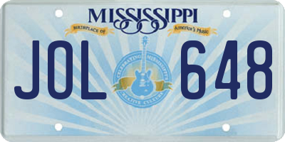 MS license plate JOL648