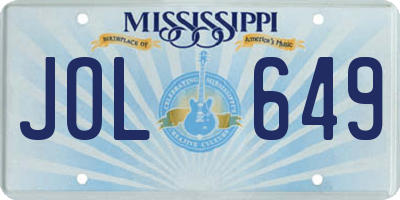 MS license plate JOL649