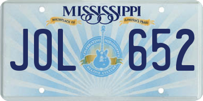 MS license plate JOL652