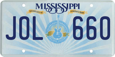 MS license plate JOL660