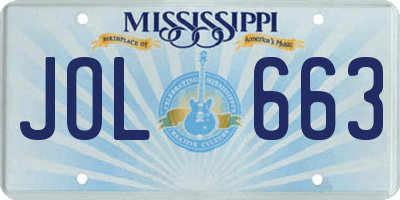 MS license plate JOL663
