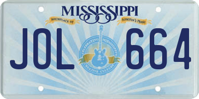 MS license plate JOL664