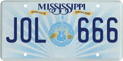 MS license plate JOL666