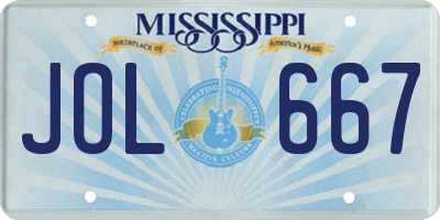 MS license plate JOL667