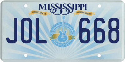 MS license plate JOL668