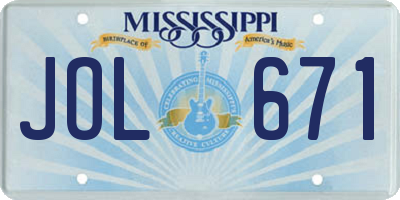 MS license plate JOL671
