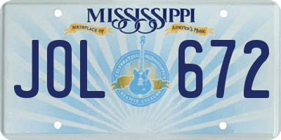 MS license plate JOL672