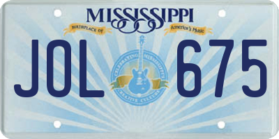 MS license plate JOL675