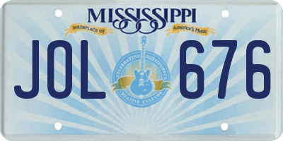 MS license plate JOL676