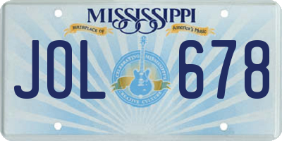 MS license plate JOL678