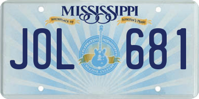 MS license plate JOL681