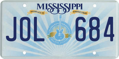 MS license plate JOL684