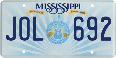 MS license plate JOL692