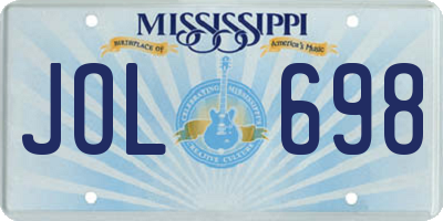 MS license plate JOL698