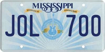 MS license plate JOL700